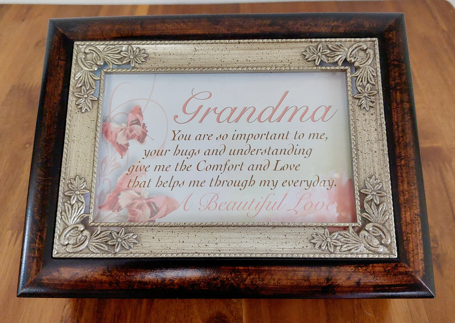 Wood Finish with Silver Color Inlay Music Box 3