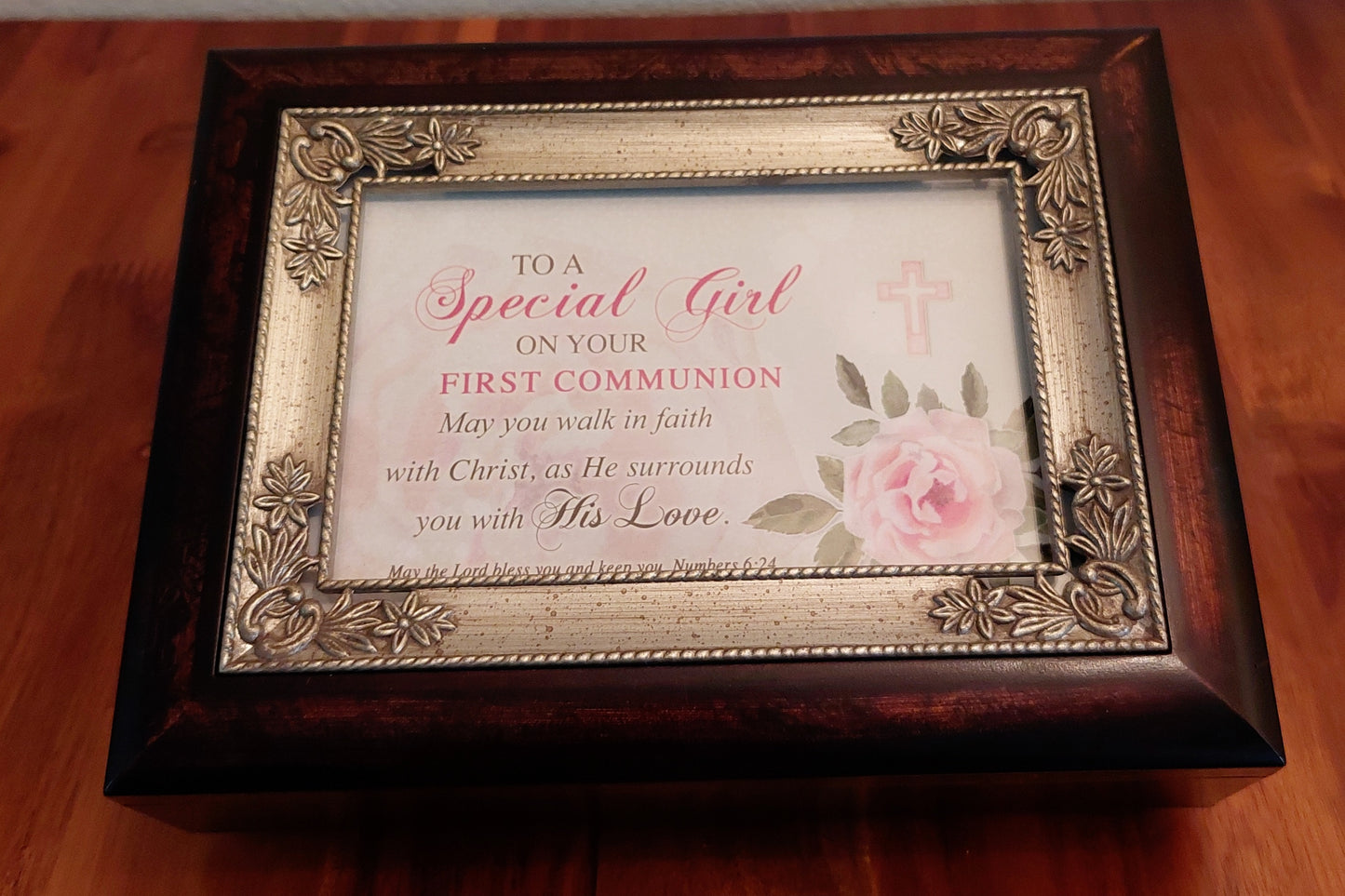 Wood Finish with Silver Color Inlay Music Box 5